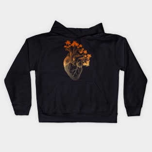 Orange Colored Anatomically Correct Human Heart - Palm Trees Kids Hoodie